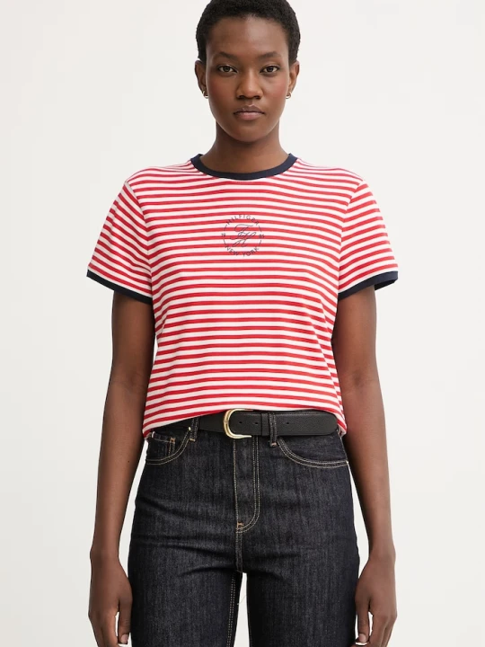 Zdjęcie produktu Tommy Hilfiger T-shirt damski z lyocellem czerwony