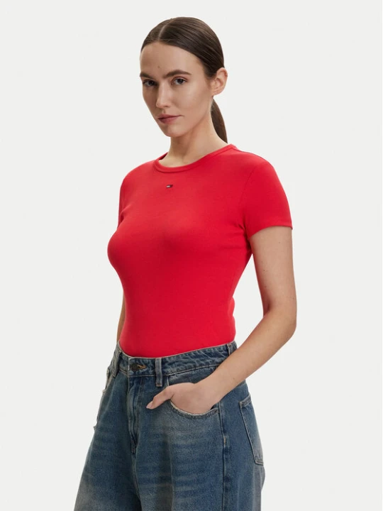 Zdjęcie produktu Tommy Hilfiger T-Shirt DW0DW17383 Czerwony Slim Fit
