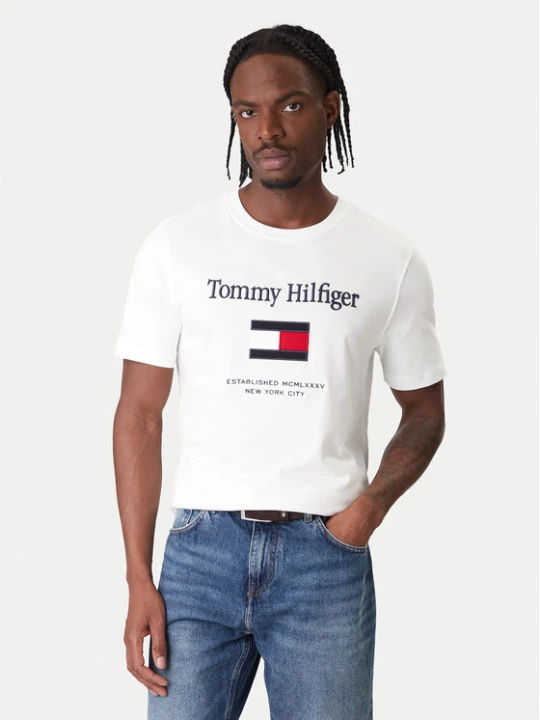 Zdjęcie produktu Tommy Hilfiger T-Shirt Embro Flag MW0MW42736 Biały Regular Fit