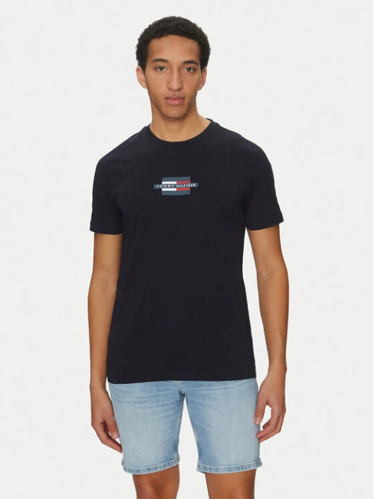 Zdjęcie produktu Tommy Hilfiger T-Shirt Flag Box MW0MW38636 Granatowy Regular Fit