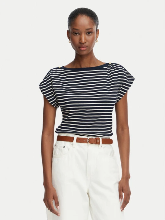 Zdjęcie produktu Tommy Hilfiger T-Shirt Gold Btn Cap WW0WW50942 Kolorowy Slim Fit