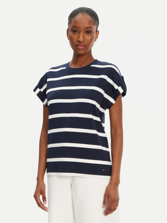 Zdjęcie produktu Tommy Hilfiger T-Shirt Gold Button WW0WW45628 Granatowy Regular Fit