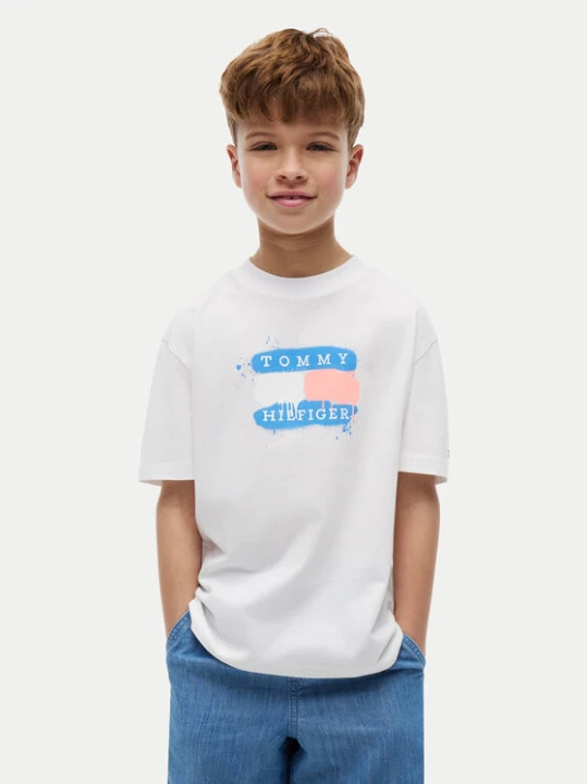 Zdjęcie produktu Tommy Hilfiger T-Shirt Graffiti KB0KB10546 Biały Regular Fit