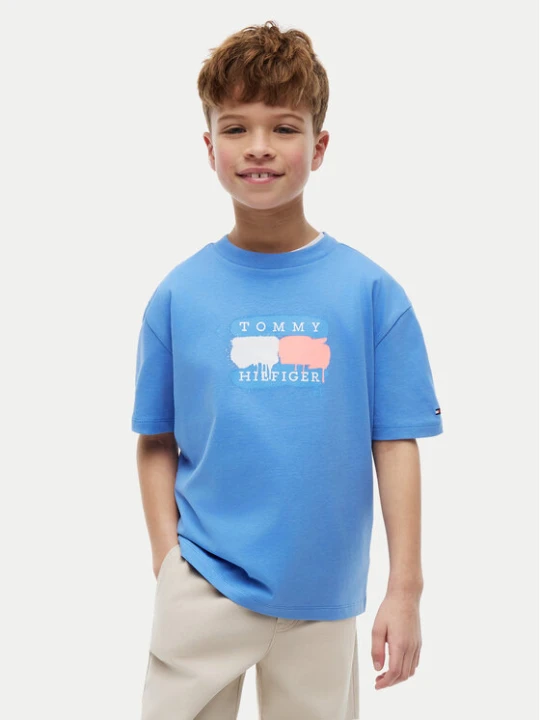 Zdjęcie produktu Tommy Hilfiger T-Shirt Graffiti KB0KB10546 Niebieski jasny Relaxed Fit