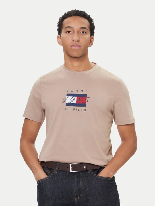 Zdjęcie produktu Tommy Hilfiger T-Shirt Linear Flag MW0MW41338 Beżowy Regular Fit