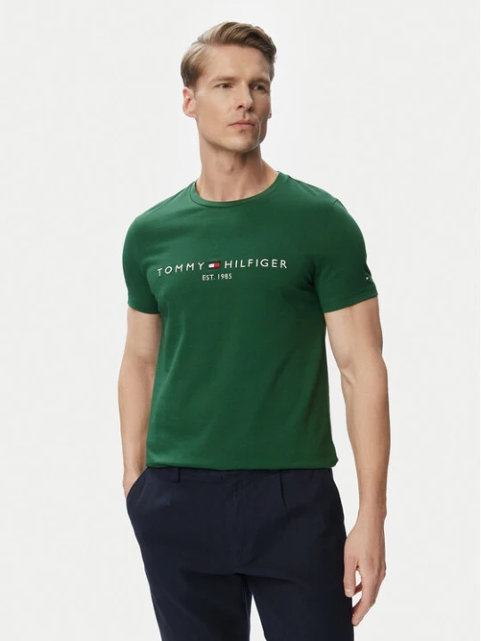 Zdjęcie produktu Tommy Hilfiger T-Shirt Logo MW0MW11797 Zielony ciemny Regular Fit