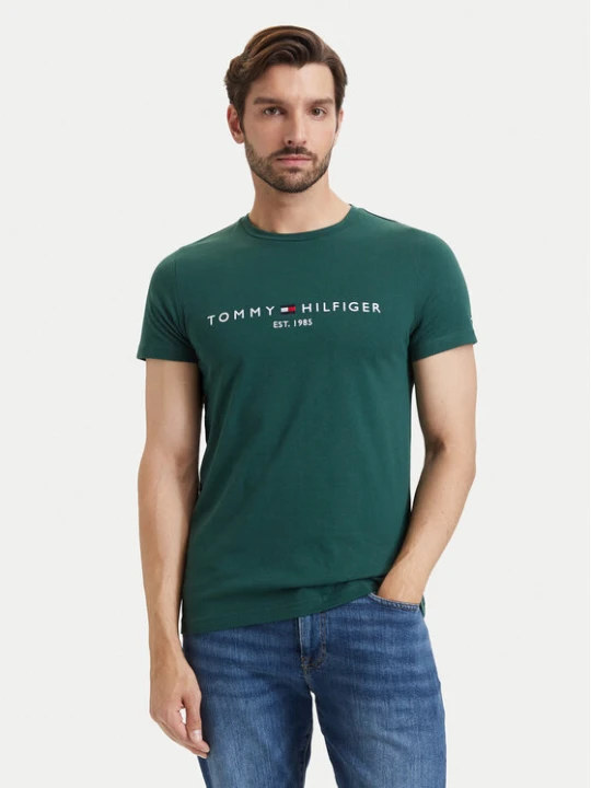 Zdjęcie produktu Tommy Hilfiger T-Shirt Logo MW0MW11797 Zielony ciemny Regular Fit