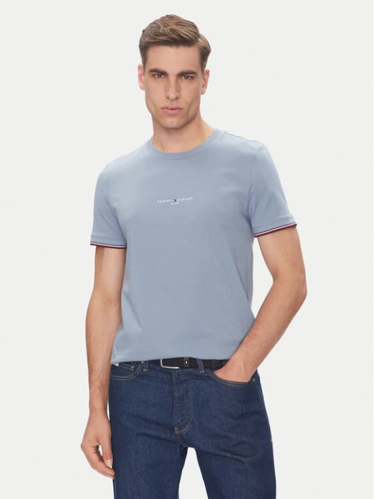 Zdjęcie produktu Tommy Hilfiger T-Shirt Logo MW0MW32584 Błękitny Regular Fit Niebieski jasny