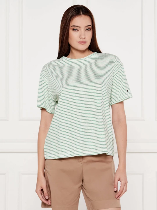Zdjęcie produktu Tommy Hilfiger T-shirt | Loose fit | z dodatkiem lnu zielony
