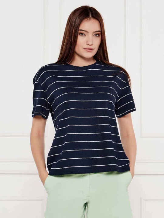 Zdjęcie produktu Tommy Hilfiger T-shirt | Loose fit | z dodatkiem lnu granatowy