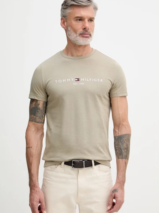 Zdjęcie produktu Tommy Hilfiger t-shirt męski bawełniany beżowy