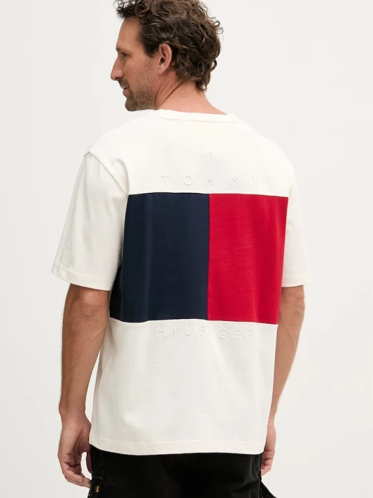 Zdjęcie produktu Tommy Hilfiger t-shirt męski bawełniany beżowy