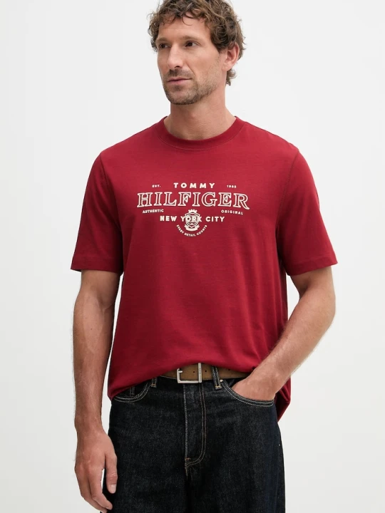 Zdjęcie produktu Tommy Hilfiger t-shirt męski bawełniany bordowy