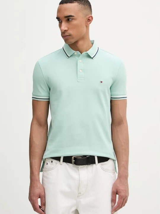 Zdjęcie produktu Tommy Hilfiger t-shirt męski bawełniany turkusowy