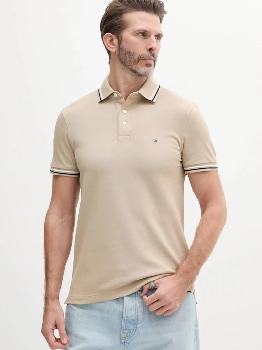 Zdjęcie produktu Tommy Hilfiger t-shirt męski bawełniany beżowy