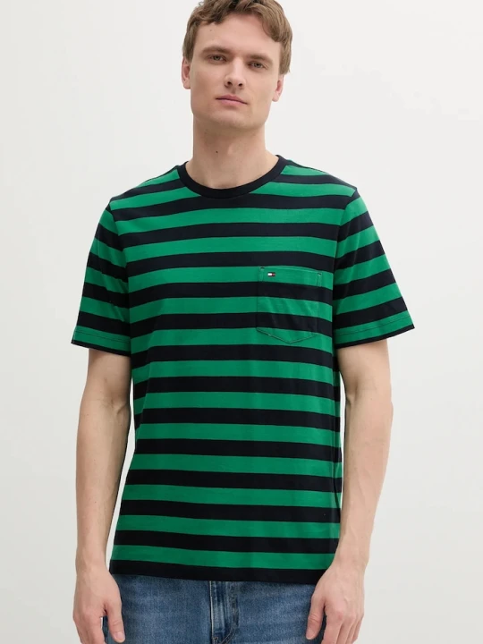 Zdjęcie produktu Tommy Hilfiger T-shirt męski bawełniany zielony