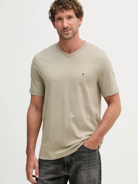 Zdjęcie produktu Tommy Hilfiger t-shirt męski bawełniany beżowy