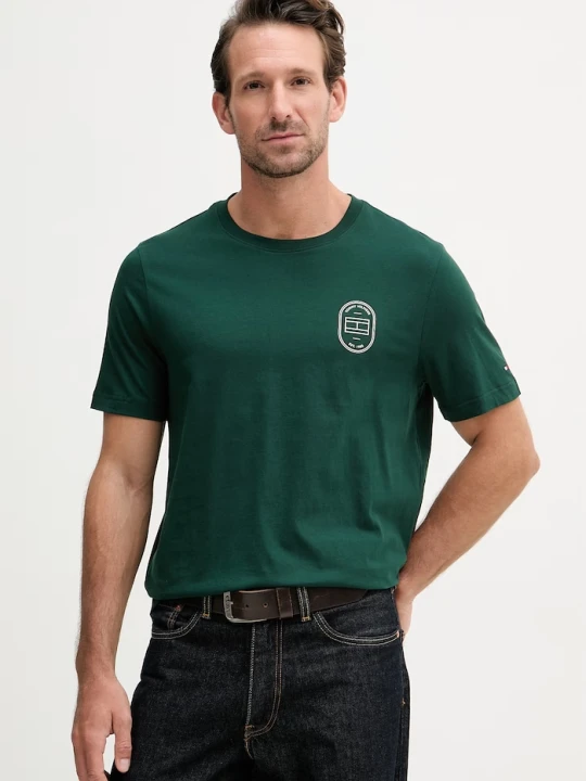 Zdjęcie produktu Tommy Hilfiger T-shirt męski bawełniany zielony
