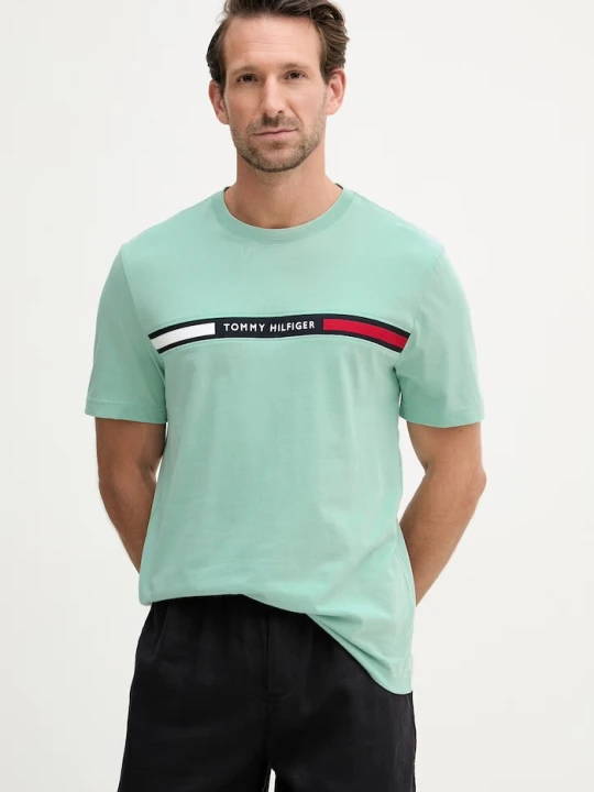 Zdjęcie produktu Tommy Hilfiger T-shirt męski bawełniany turkusowy