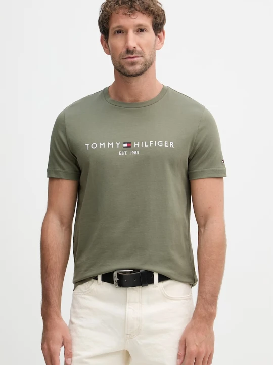 Zdjęcie produktu Tommy Hilfiger t-shirt męski bawełniany zielony
