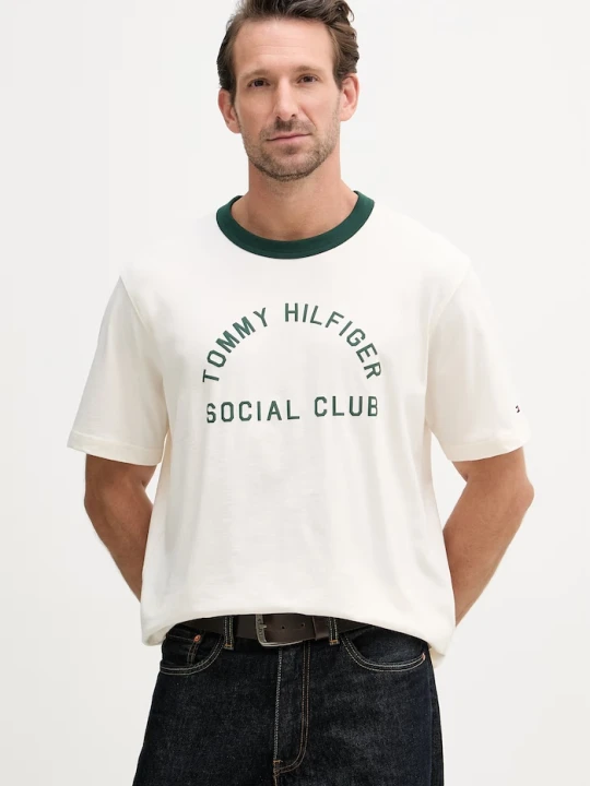 Zdjęcie produktu Tommy Hilfiger T-shirt męski bawełniany beżowy