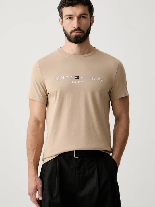 Zdjęcie produktu Tommy Hilfiger T-shirt męski bawełniany beżowy