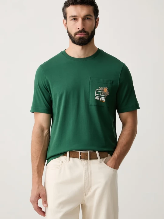 Zdjęcie produktu Tommy Hilfiger T-shirt męski bawełniany zielony