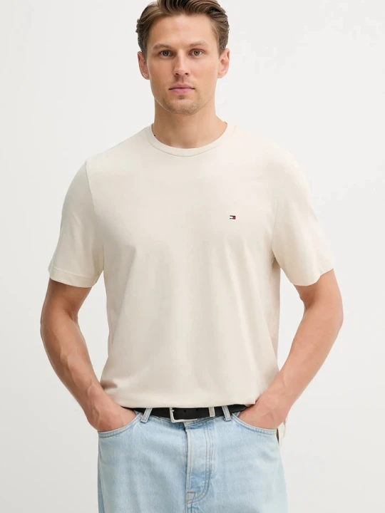 Zdjęcie produktu Tommy Hilfiger T-shirt męski bawełniany beżowy