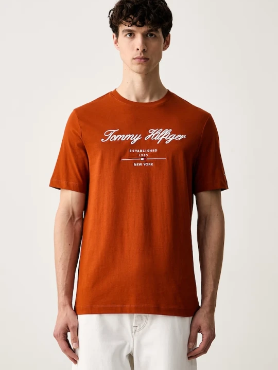 Zdjęcie produktu Tommy Hilfiger T-shirt męski bawełniany pomarańczowy
