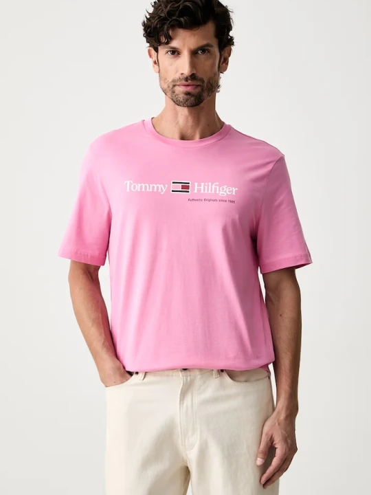 Zdjęcie produktu Tommy Hilfiger T-shirt męski bawełniany różowy