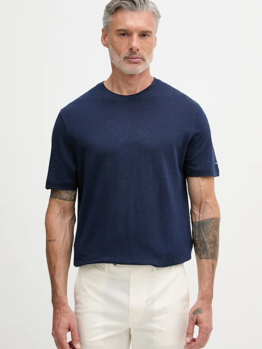 Zdjęcie produktu Tommy Hilfiger T-shirt męski z lnem NEW YORK granatowy