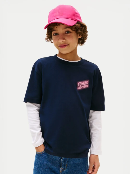 Zdjęcie produktu Tommy Hilfiger T-Shirt Neon Graphic KB0KB09849 Granatowy Regular Fit