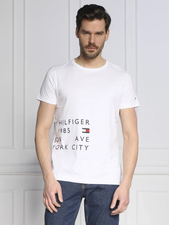 Zdjęcie produktu Tommy Hilfiger T-shirt OFF PLACEMENT | Slim Fit biały