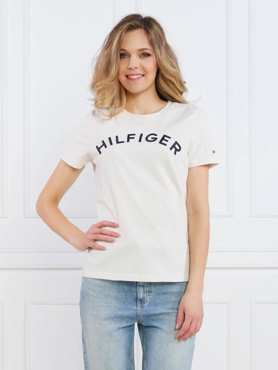 Zdjęcie produktu Tommy Hilfiger T-shirt REG HILFIGER VARSITY EMB C-NK SS | Slim Fit ecru