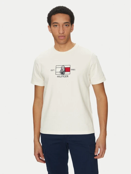 Zdjęcie produktu Tommy Hilfiger T-Shirt Sailing MW0MW38628 Écru Regular Fit Kremowy