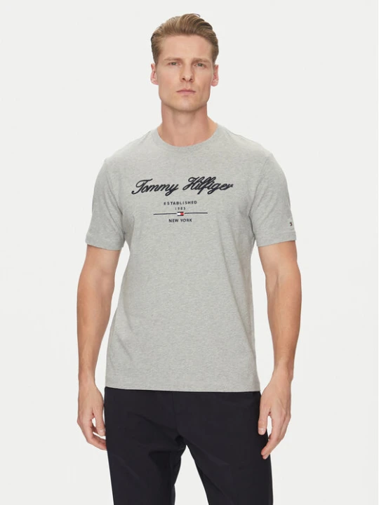 Zdjęcie produktu Tommy Hilfiger T-Shirt Script Logo MW0MW33691 Szary Regular Fit
