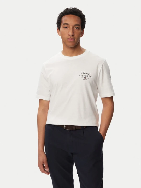 Zdjęcie produktu Tommy Hilfiger T-Shirt Script Stack MW0MW43224 Biały Regular Fit