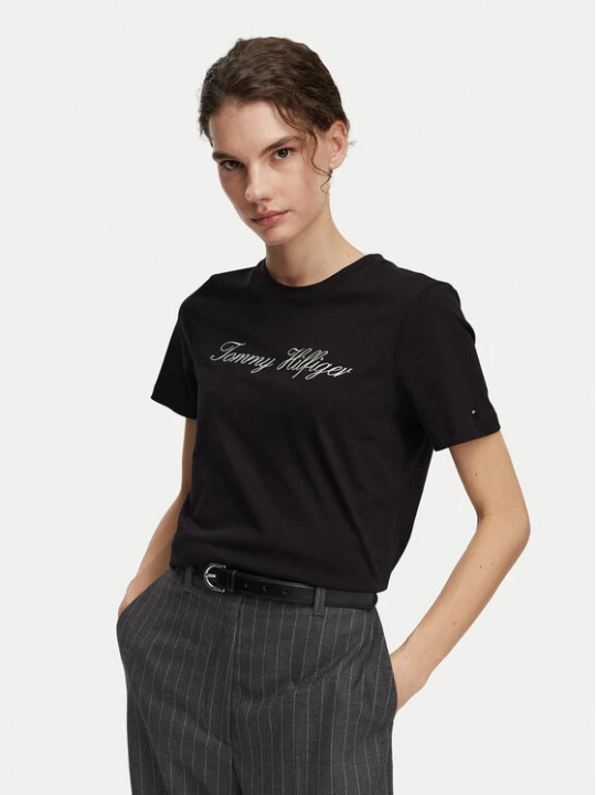 Zdjęcie produktu Tommy Hilfiger T-Shirt Script WW0WW43459 Czarny Regular Fit