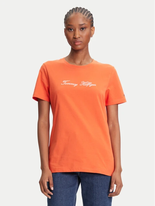 Zdjęcie produktu Tommy Hilfiger T-Shirt Script WW0WW45746 Pomarańczowy Regular Fit