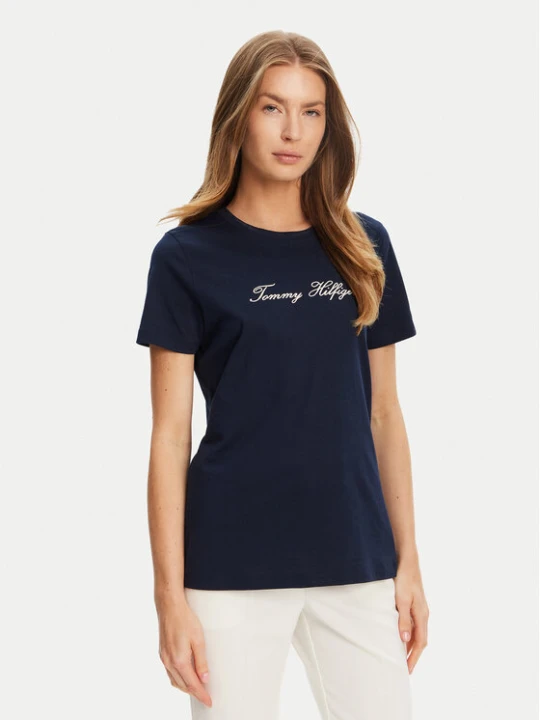 Zdjęcie produktu Tommy Hilfiger T-Shirt Script WW0WW47210 Granatowy Regular Fit