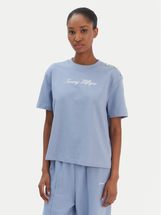 Zdjęcie produktu Tommy Hilfiger T-Shirt Script WW0WW47819 Niebieski Regular Fit