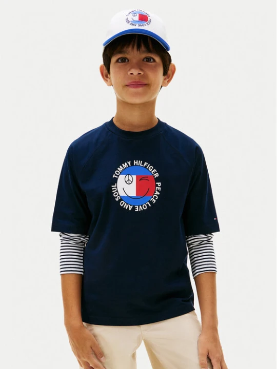 Zdjęcie produktu Tommy Hilfiger T-Shirt Smiley Flag KB0KB10269 Granatowy Regular Fit