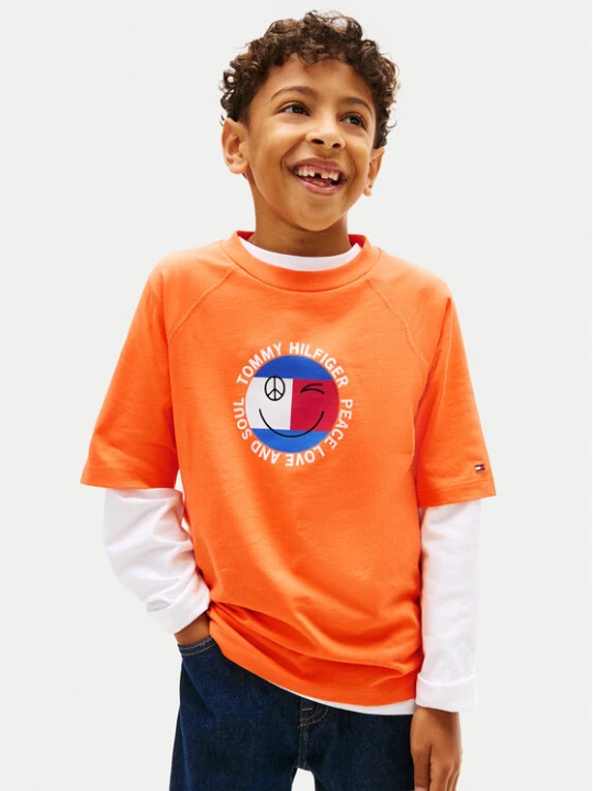 Zdjęcie produktu Tommy Hilfiger T-Shirt Smiley Flag KB0KB10269 Pomarańczowy Regular Fit
