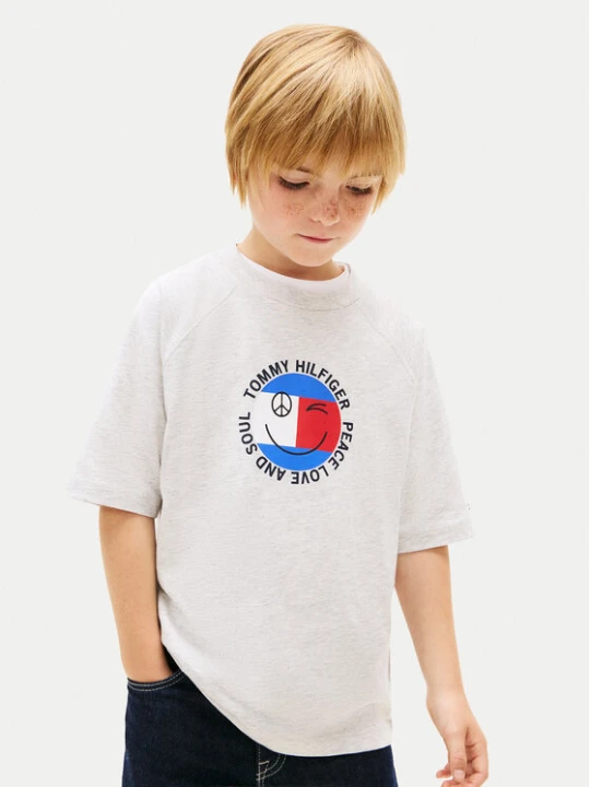 Zdjęcie produktu Tommy Hilfiger T-Shirt Smiley Flag KB0KB10269 Szary Regular Fit