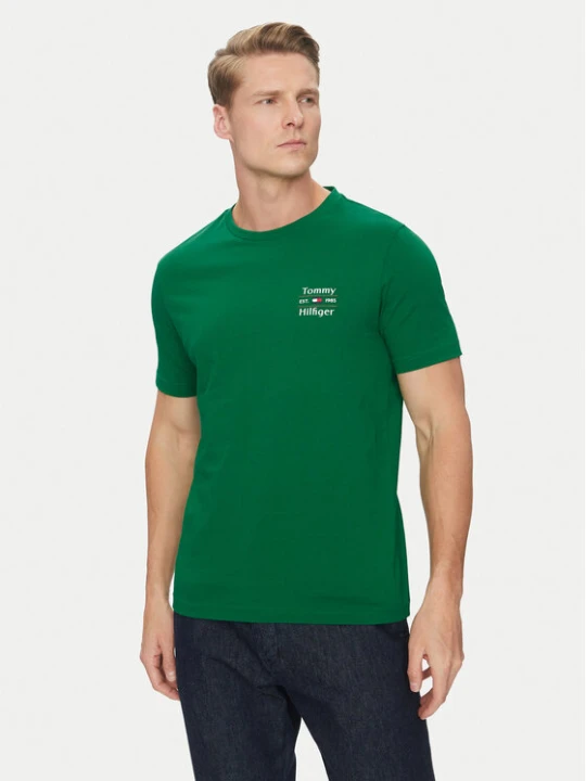 Zdjęcie produktu Tommy Hilfiger T-Shirt Stack MW0MW38622 Zielony Regular Fit