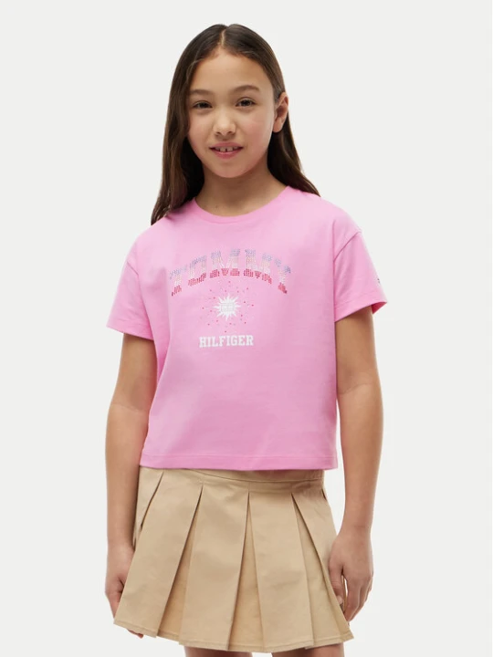 Zdjęcie produktu Tommy Hilfiger T-Shirt Sun Rhinestone KG0KG09458 Różowy Regular Fit