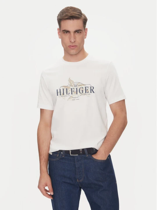 Zdjęcie produktu Tommy Hilfiger T-Shirt Tropical Floral MW0MW39353 Biały Regular Fit