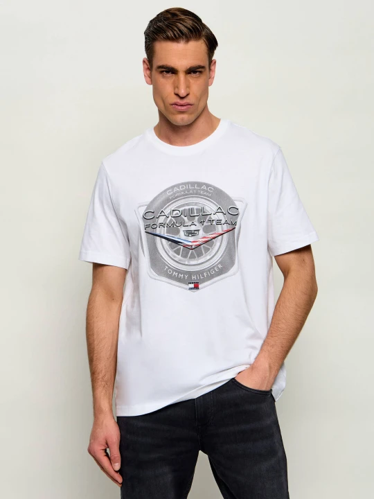 Zdjęcie produktu Tommy Hilfiger T-shirt TYRE GRAPHIC | Tommy Hilfiger x Cadillac Formula 1 Team | Regular Fit biały