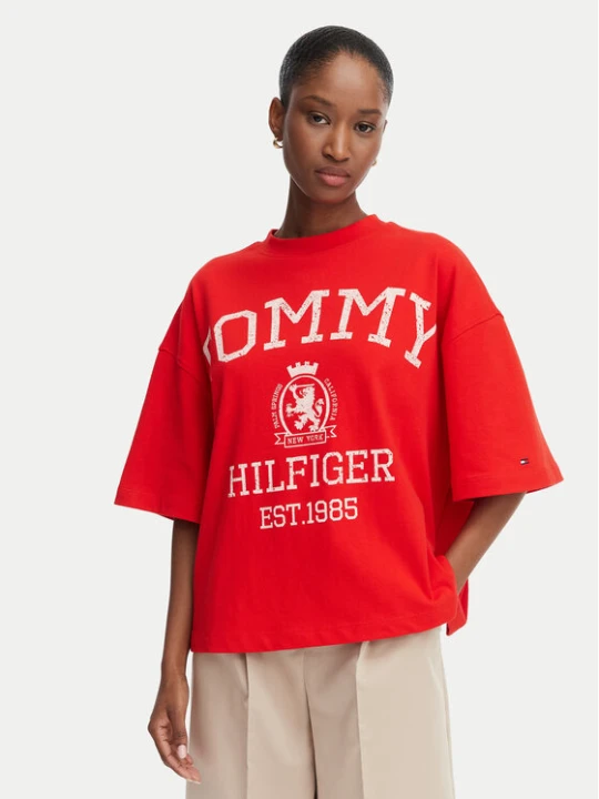 Zdjęcie produktu Tommy Hilfiger T-Shirt Varsity Crest WW0WW50940 Czerwony Oversize