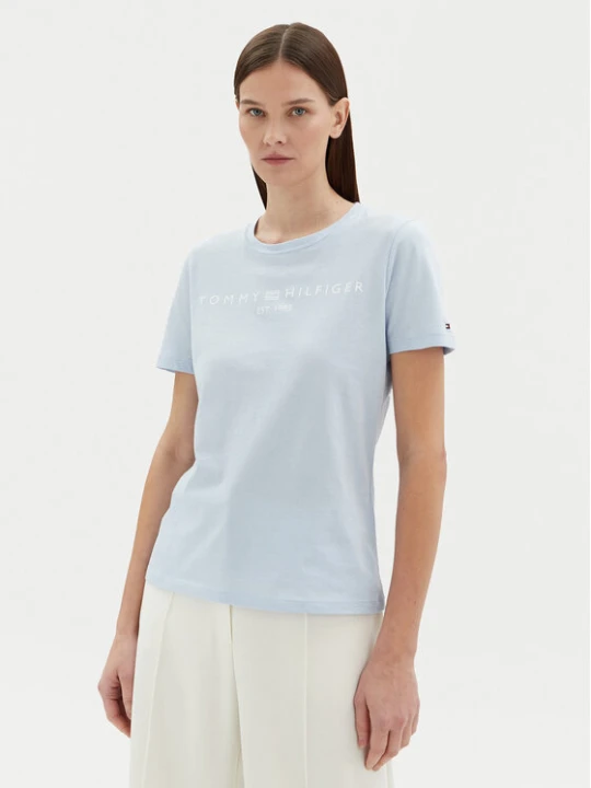 Zdjęcie produktu Tommy Hilfiger T-Shirt WW0WW40276 Błękitny Regular Fit Niebieski jasny